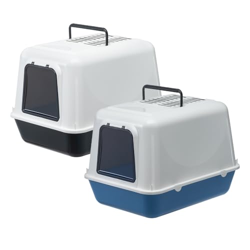 Ferplast Katzenklo, Katzentoilette mit Deckel, 2 geruchshemmende Aktivkohlefilter, abgedunkelte Schwingtür, 39,5 x 52,5 x h 38 cm, Clear CAT 20 große Katzentoilette