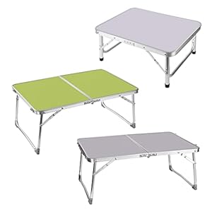 Qimu Small Folding Table Lightweight Aluminium Folding Camping/Picnic/Travel Table, Laptop Bed Table,Portable Table for indoor/Outdoor Use(Green,60cm)
