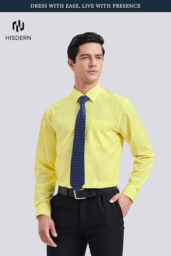 Image of HISDERN Mens Dress Shirt with Tie Pocket Square Set Classic Button Down Shirt Matching Tie Long Sleeve Shirts