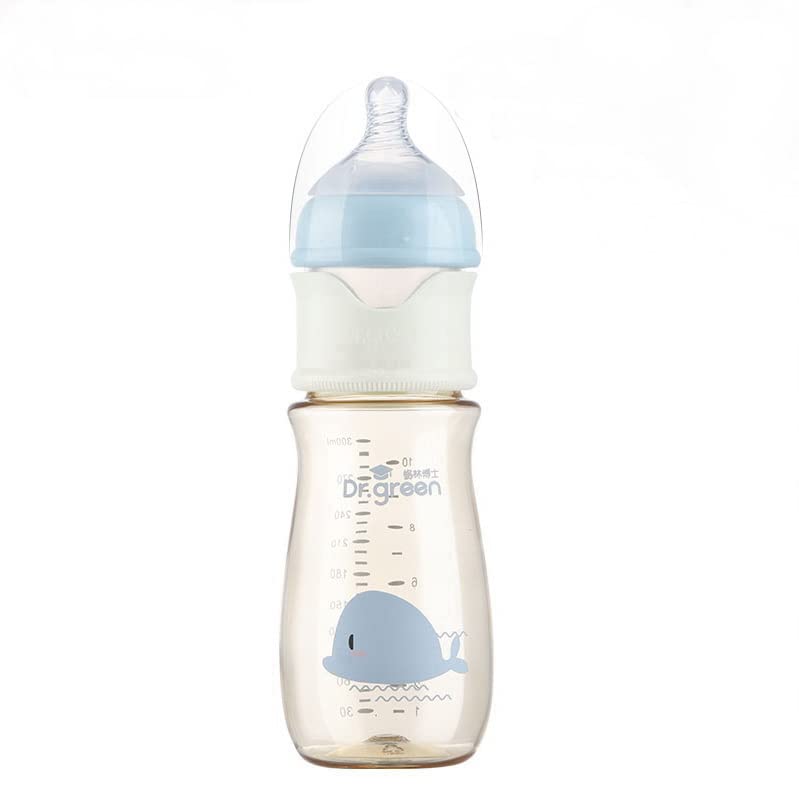 Baby Wide Neck PPSU Bottle with Formula Dispenser Fast Milk Filling Bottle Travel Portable Quick Flush Milk Bottle with Anti-Colic M Nipple BPA-Free (PPSU-Blue, 240ML)