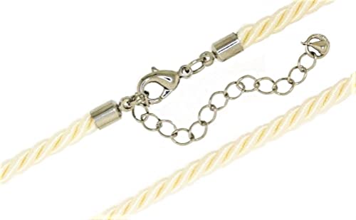 Mevoi 16" White Creme Three Ply Twisted Faux Silk Cord Necklace 2in Extender - 4.0MM