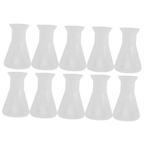 VILLFUL 10pcs Plastic Flask Graduated Beaker Chemical Experiment Clear Flask Science Conical Flask Experiment Flask Transparent Lab Bottle Flask for Laboratory Chemistry Flask Lab Flask Pp