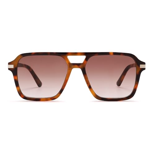 Retro 70s Square Aviator Sunglasses for Women Men Trendy Vintage Double Bridge Shades4