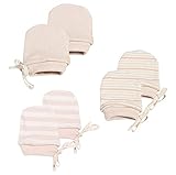 MOMSMENU Newborn Mittens No Scratch 100% Organic Mitts Baby Boy Girl Neutral With String 0-12 months 3 Packs