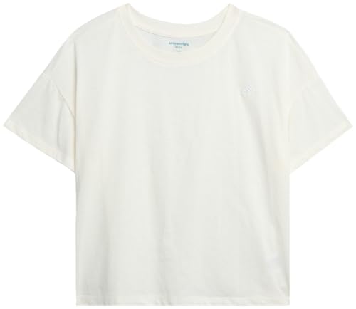 Image of Girls T Shirts - Soft Cotton Blend Short Sleeve Cute Graphic Tees - Classic Crewneck Logo Tee Girls Shirts (Sizes: 4-16), Size 7-8, Cream