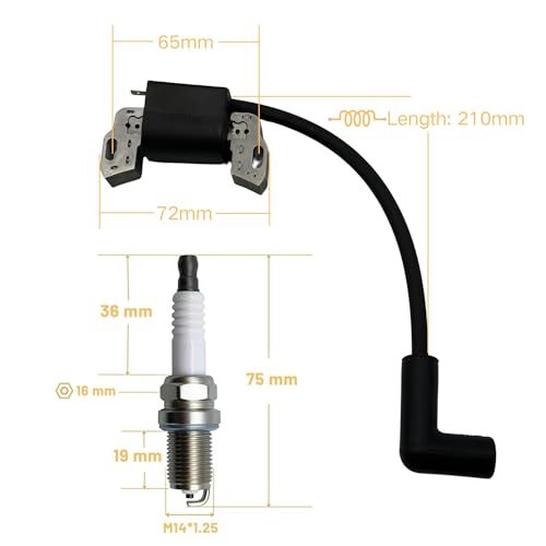 YGQ Zündspule für Briggs und Stratton 799582 798534 593872 84005272 Anker-Magnetomodul für Rasenmäher-Trimmer mit Zündkerze