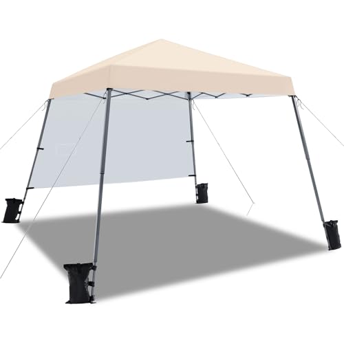 Yaheetech Carpa Plegable con Pared Lateral Inclinado 3×3m Impermeable Protección UV UPF 50+ para Jardín Playa Picnic y Exteriores Carpa Beige