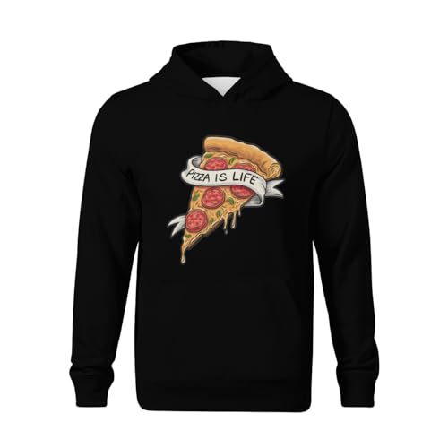 Kids Funny Pizza Lovers Italian Food Pizza Is Life Boys Girls Lightweight Kangaroo Pocket Fleece Hoodies2