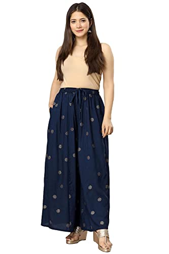 Image of Rayon Gold Print Skirt Palazzo || Rayon Palazzo || Skirt Palazzo || GOLDPRINT Skirt Palazzo || Multicolour