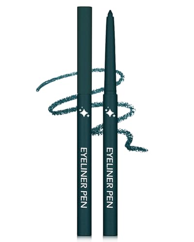 Eyeliner Gel con Purpurina Verde Turquesa, Delineador de ojos con Suave y Liso, Lápiz Ojos Resistente al Agua y Duración con Acabado Metálico, Maquillaje en Sombra de Ojos Muy Pigmentado para Mujer-05