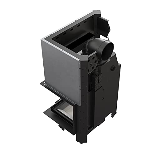 KRATKI Inserto per camino in acciaio a legna MBM 10 kW Ø200 destro A+ aria | Acciaio nero, efficienza 81%, classe A+. Ecodesign, BImSchV 2, Kratki PRO; per recupero calore.; combustione efficiente