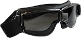 Aviator Motorradbrille T3 gunmetal, Leder schwarz, Gläser getönt
