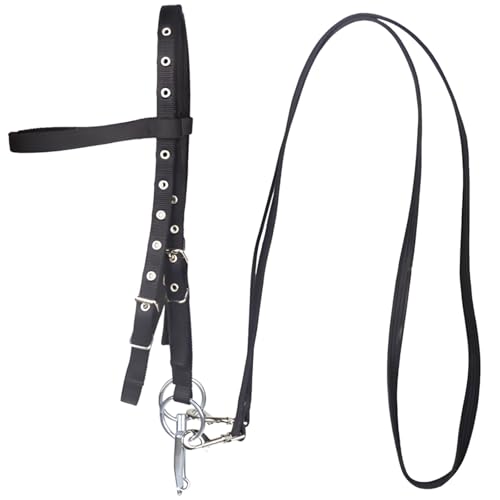 Varku Horse Bridle, Large Size, Black Nylon, Adjustable Headstall, Long-Lasting Heavy Duty Double Buckle, Comfortable Fit, Secure Stitching, Tool-Free Bit Change for Horses Over 4.27 Feet Tall