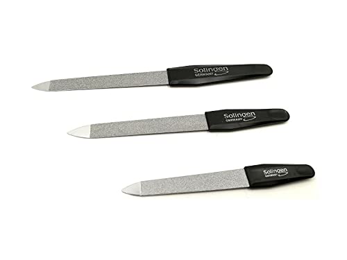 3 Profi Nagelfeilen Solingen Saphir Feile Maniküre Nagelfeile Metall Fein Grob Set schwarz Solinger Qualität