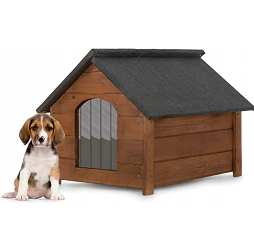 Hundehütte Kiefer Outdoor Hundehaus Hundehöhle Hund Wetterfest Winterhaus Katze Hund Katzenhaus Echtholz isolierte 70x50cm (Walnuss)