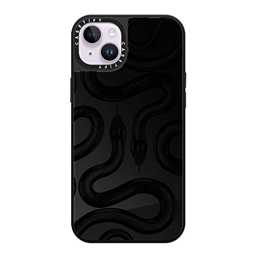 Coque miroir iPhone 14 Plus CASETiFY Serpent Royal Noir compatible MagSafe dos antichoc