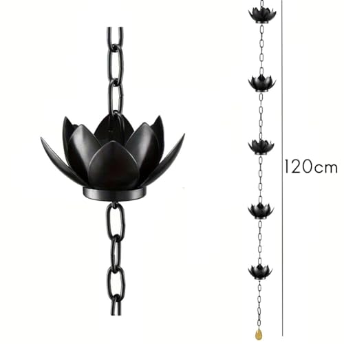 Exogio Regenkette, Hängende -Regenfangkette für Dachrinnen im Freien, Regenkettenbecher aus Metall, Wasser Umleiten, Dachrinnenkette Regenablaufkette mit Regenglocken für Den Regenfänger