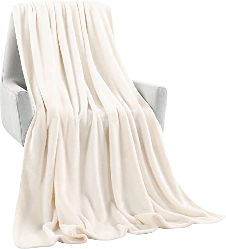 Manta de Invierno para Sofá y Cama, 160 x 220 cm, Extra Suave y Térmico, Microfibra Poliéster, Color Blanco Roto, TBS012 Cover