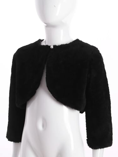 TiaoBug Flower Girl Dress Coat Faux Fur Bolero Shrug Princess Long Sleeve Cardigan Winter Shawl Wrap Jacket Outwear4