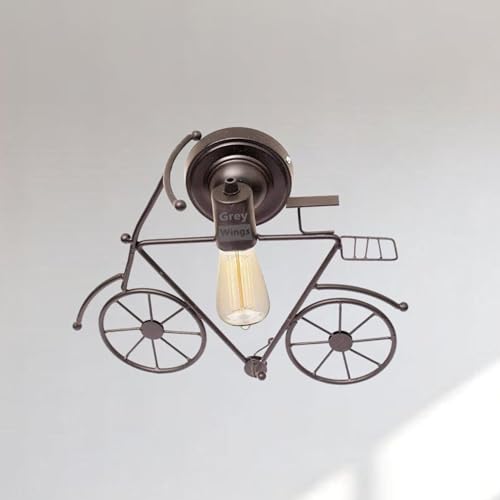 Image of GreyWings Vintage Cycle Shaped Hanging Light for Home Decor, Black Pendant Lamp, Decorative Industrial Style Lamp for (Bulb Not Included) Small Pack of 2