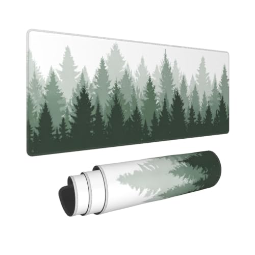 Green Tree Forest Gaming Mouse Pad Non Slip XL Large Mousepad Stitched Edge Rubber Base Desk Mat for Laptop PC Computer