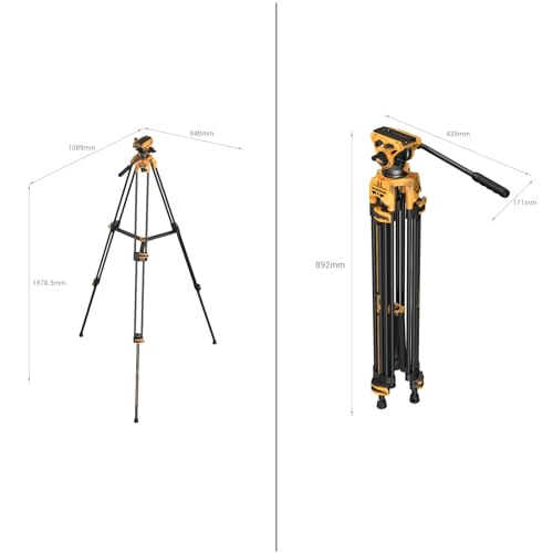 Image of SmallRig AD-01 73 inch Heavy Duty Video Tripod Max. Payload 8kg | Bumblebee Edition, +90 to -60 Tilt Range