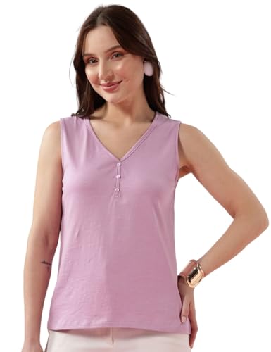 Image of FYLTR Women's 100% Cotton Sleeveless | V-Neck Regular Fit Top | Western Tops for Women