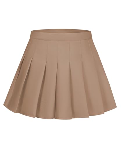 Women's Champagne Pleated Skirt High Waisted A-line Pleated School Uniform