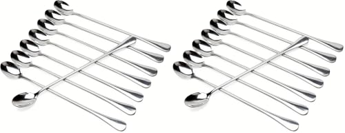 Image of Long Handle Iced Tea Spoons, 9 inch 18 /10 Stainless Steel Cocktail Stirring Spoons with Thickened Ergonomic Handle, Tall Coffee & Latte Stirrers, Dessert Spoon Set, Dishwasher Safe (9 IN) (Pack of 2)