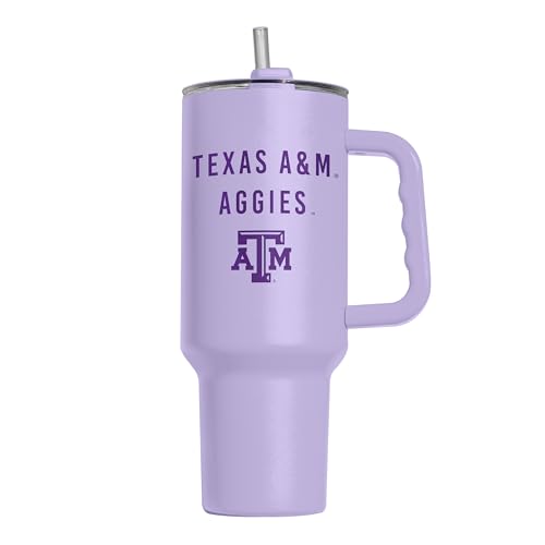 Image of Logo Brands NCAA Texas A&M Aggies Lavender 40 oz Tumbler with Handle - Stylish Everyday Use Powder Coated-Stainless Steel with Straw- Keeps Cold For Hours