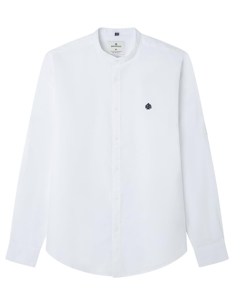 SPRINGFIELD Daily Refresh Structure Mao Shirt Men, Standard White, XL