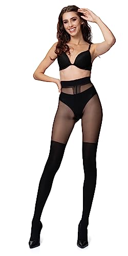 POSE Opaque Overknee Tights | Thigh High Stockings | Pantyhose with Overknee Boots Look