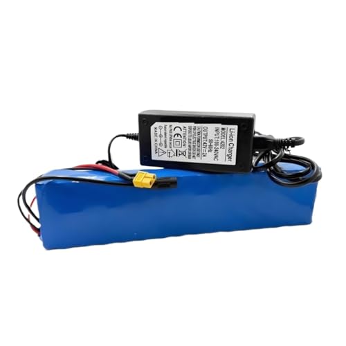 Quixpszto Batería de Litio de 36 V y 12 Ah con Cargador, for Patinete eléctrico y Bicicleta eléctrica, configuración 10s3p, Potencia de 350-600 W, Incluye Conector XT60 y Conector CC.