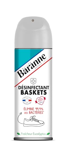 Baranne - Désinfectant Baskets | Élimine 99,9% des Bactéries | Fraîcheur Eucalyptus | Assainit Chaussures de Ville & Sport | Fabriqué en France | Aérosol...