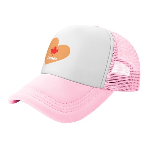 Canada Maple Leaf Lightweight Mesh Baseball Hat Fishing Sun Cap Outdoor Casual Cap Pink