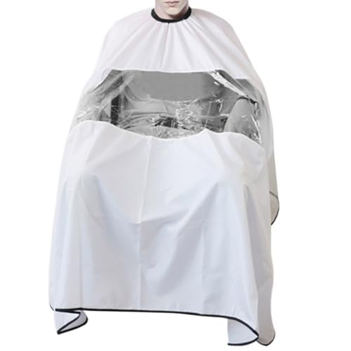 Capa para cortar cabello blanca con ventana para salón unisex