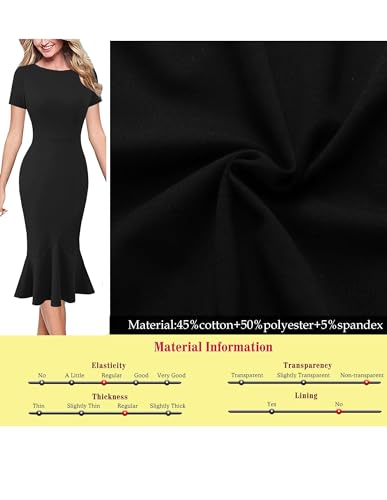 Image of VFSHOW Womens Elegant Vintage Cocktail Party Mermaid Bodycon Midi Mid-Calf Dress