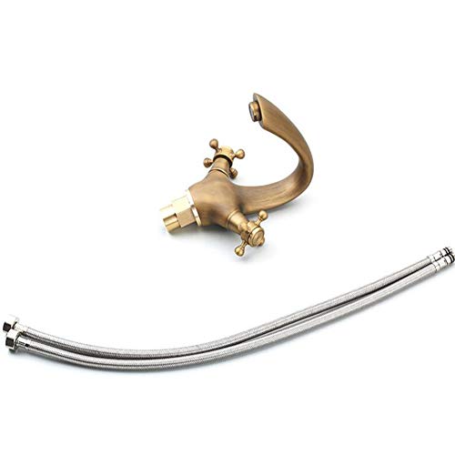 Grifo de lavabo sin salpicaduras negro bimando para renovar baño antiguo 3