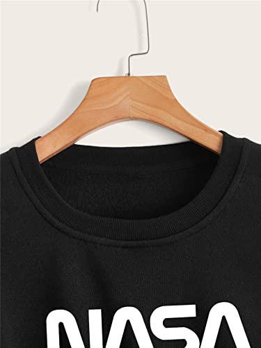 Sweat-shirt graphique noir taille S pull col rond confort - 5