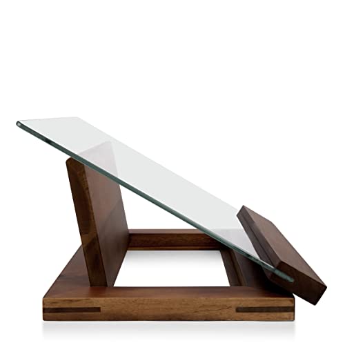 Toscana - A Picnic Time Brand - Fabio Viviani Fabio Viviani Prodigio Cookbook Stand With Tempered Glass - Recipe Stand - Kitchen Cookbook Holder, (Acacia Wood) 14 X 12 X 4 #TOP1