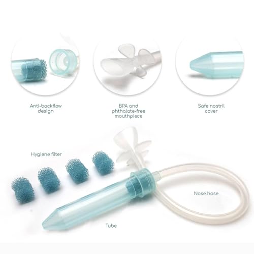 Image of Little Martin's: Baby Booger Sucker - Blue - Reusable Mucus Sucker, Gentle & Quick, Clears Congestion, Safe Infant Care, Suction Vacuum, Nose Cleaner