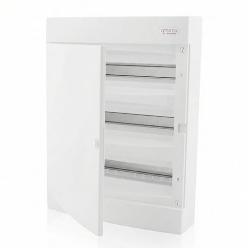 Intratec Centralino da Incasso Esterno 3 Fila – IP40 Quadro Elettrico per 54 Moduli con Porta Transparente per Facile Installazione in Casa e in Ambienti Professionali – 526 x 396 x 112 mm