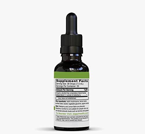 Ziggy Health Elderberry Extract - Organic Liquid Tincture, Immune Support Drops, Antioxidant Respiratory Support & Defense, Herbal Supplement Vitamins Oil, Gluten Free, Alcohol Free, 1Oz #TOP6