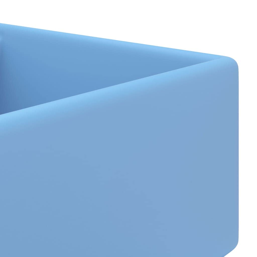 vidaXL Lavabo Troppopieno Lavello per Bagno Lavandino per Toilette Prodotti per Bagno Vaschetta Cubico Azzurro Opaco 41x41cm Ceramica