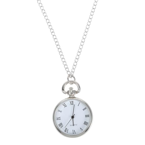 Abaodam Montre de Poche Collier en Alliage Argenté, Montre de Poche à Chaîne Suspendue, Accessoire Vintage pour Homme, Cadran Romain, Pendentif Décoratif...