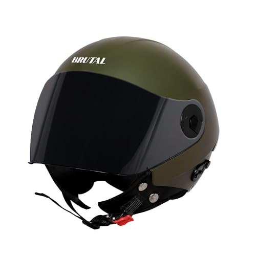 Image of Steelbird SBH-64 Brutal Plus Reflector ISI Certified Open Face Helmet for Men and Women with Extra Smoke Visor