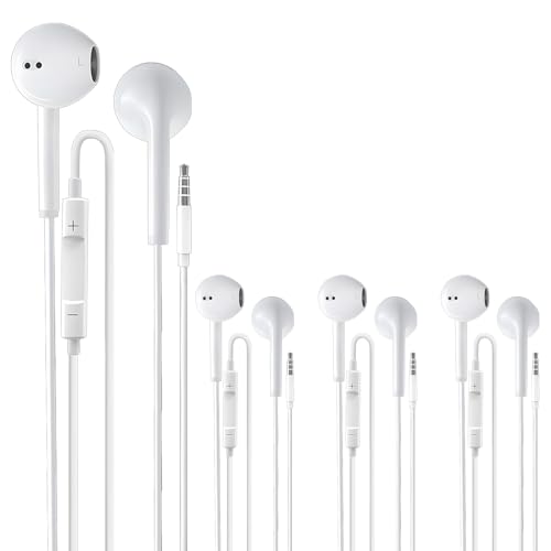 Auriculares con Cable 3.5mm Auriculares con Cable Control de Volumen 4 Pack Compatibles con Teléfonos Móviles Tabletas MP3 y Dispositivos de Audio con Conector de 3,5 mm Calidad de Sonido Superior
