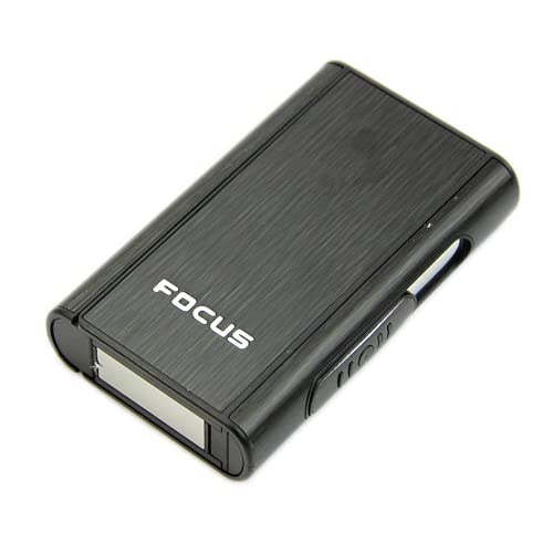 DaZhan Aluminium Cigarette Case Dispenser, Automatic Ejection, Holds 10 Regular Cigarettes, Magnetic Closure, Black