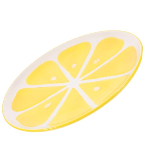 STOBAZA Decorative Ceramic Plate with Fruit Design Multi Breakfast Dish for Serving Fruits Desserts and Snacks for Parties Gatherings and Catering Lemon
