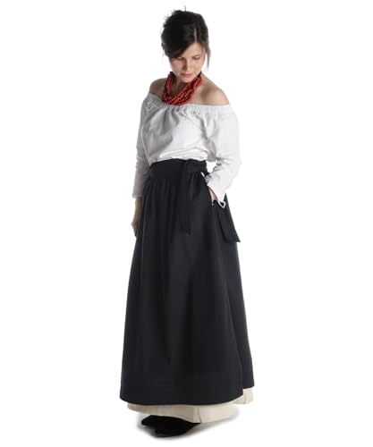 HEMAD Mittelalter Rock-Schürze Schürzenrock 100% Baumwolle Modell: Widga, Schwarz, XXL-3XL
